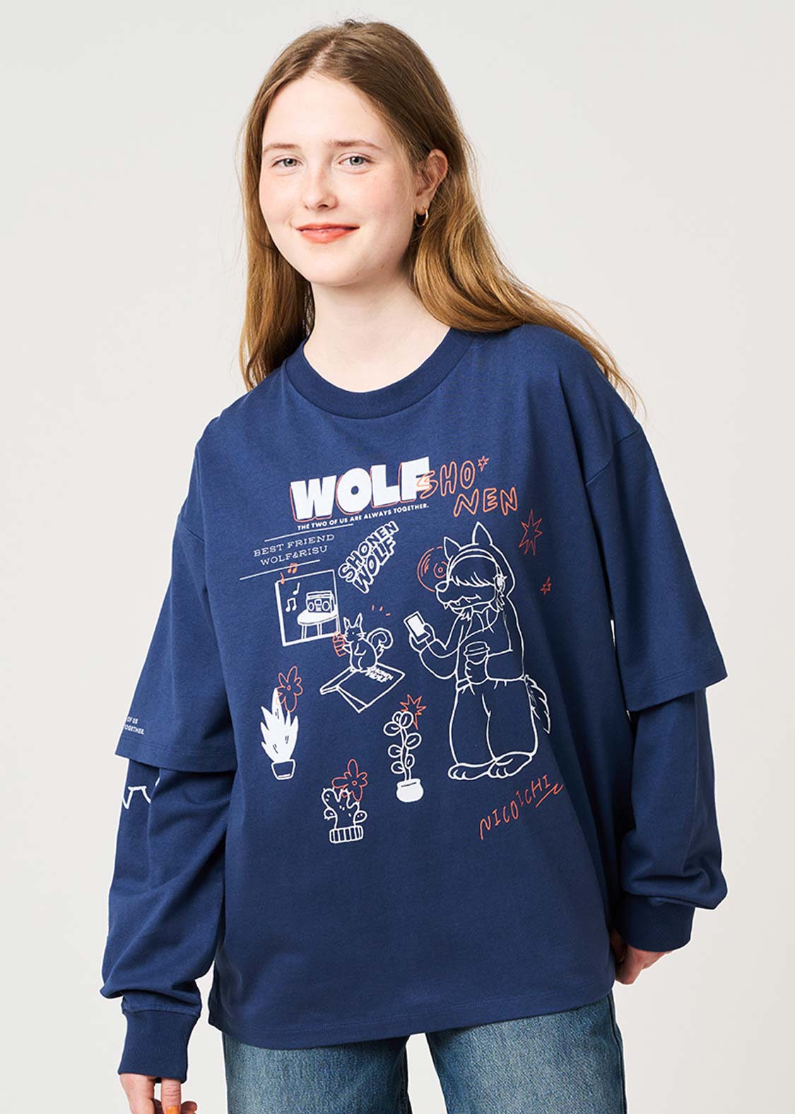 Shounen Wolf | Layered Big Long Sleeve T-Shirt - Image 9