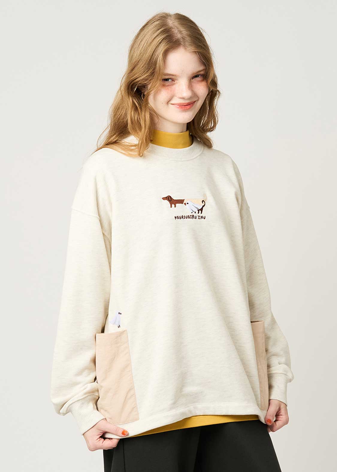 Nagasugiru Inu Ghost | Side Pocket Sweatshirt - Image 9