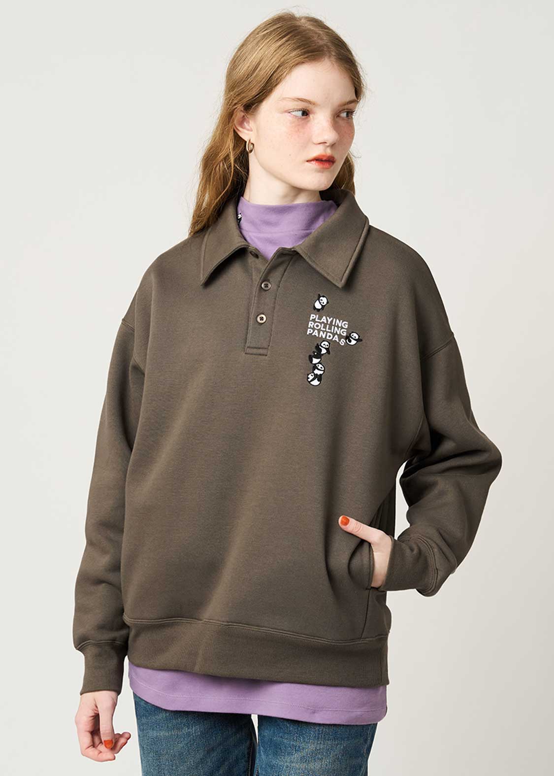 Rolling Pandas Kate | Fluffy Fleece Collared Sweatshirt - Image 9