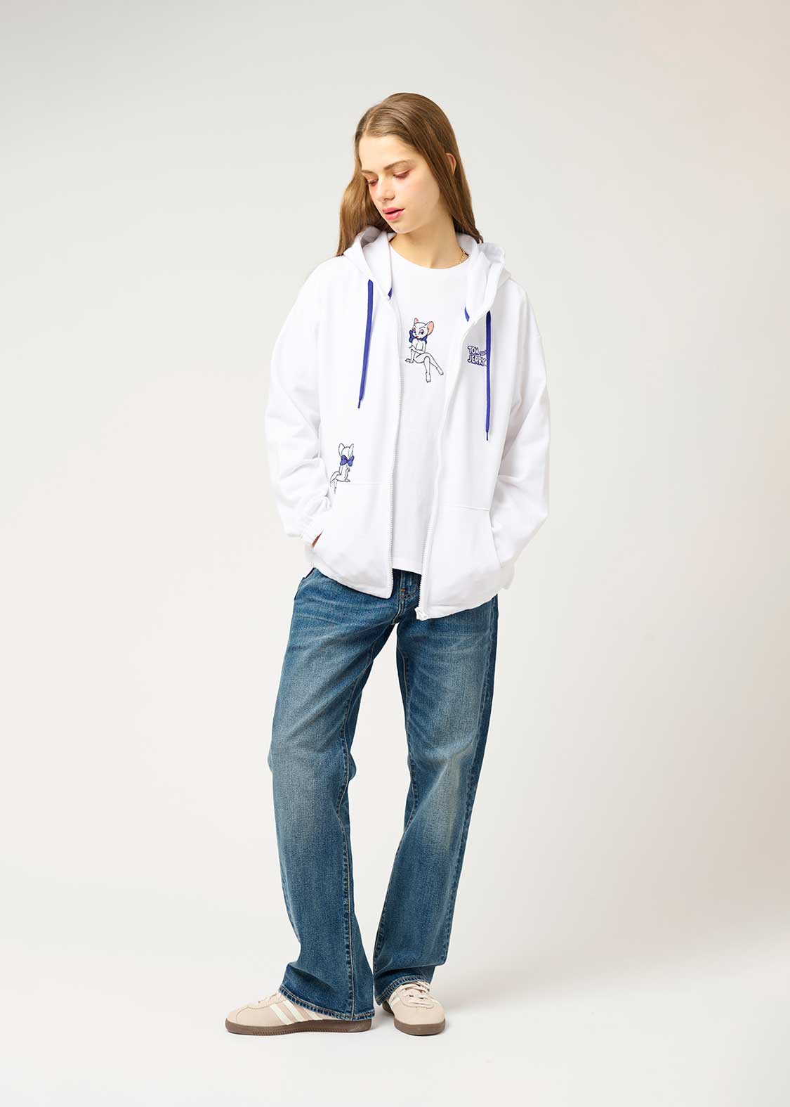 Tom and Jerry Drawstring Long Sleeve Zip Parka (Tom and Jerry_Toodles eyes) - Image 2