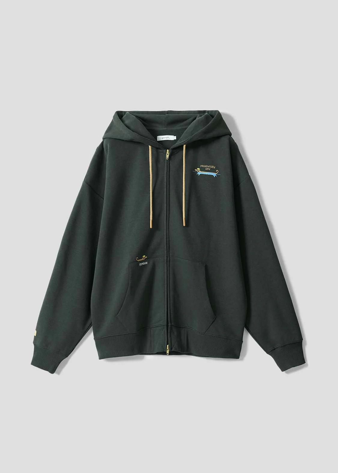 Nagasugiru Inu New York Time | Cardboard Big Zip Hoodie - Image 2