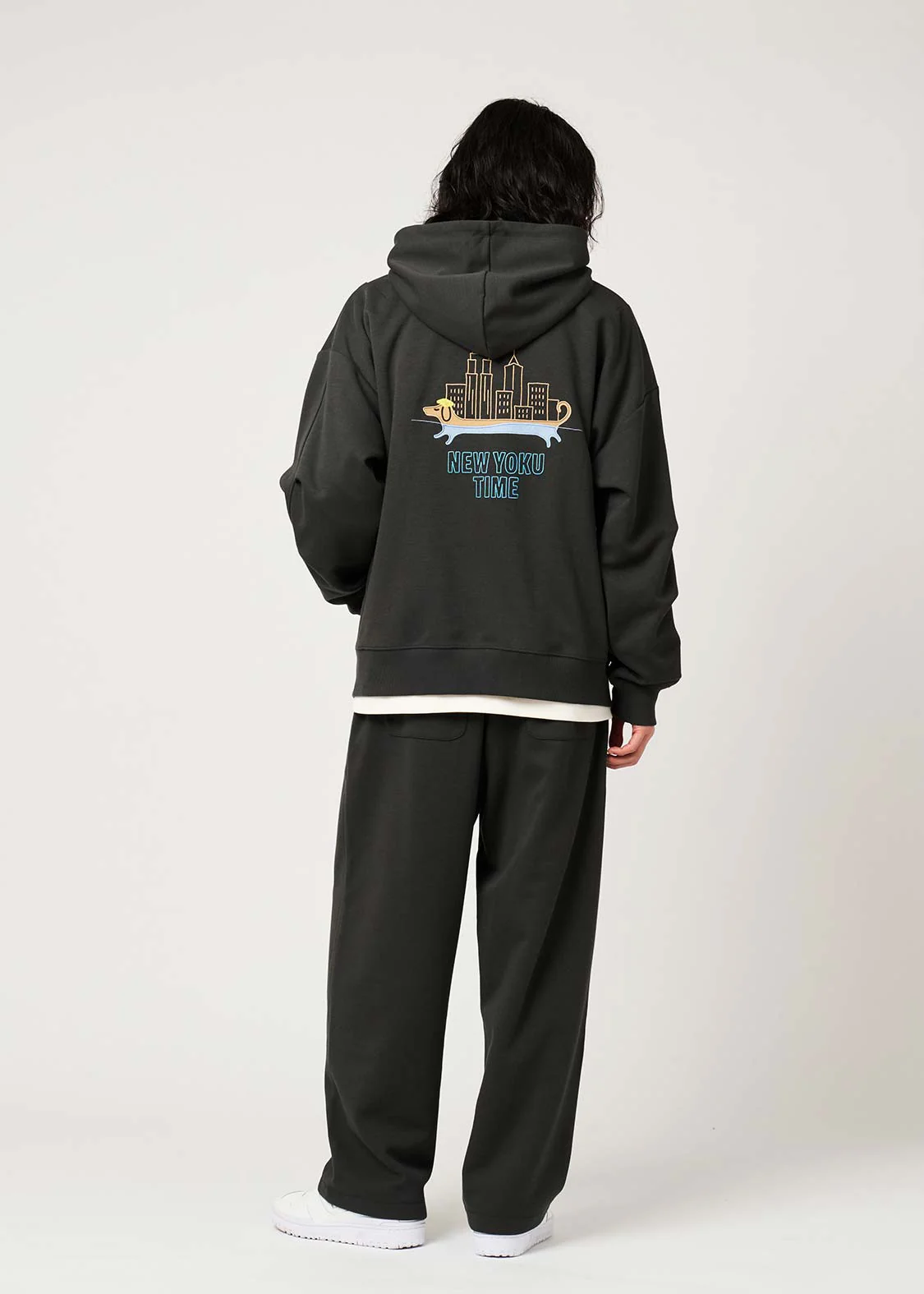 Nagasugiru Inu New York Time | Cardboard Big Zip Hoodie - Image 8