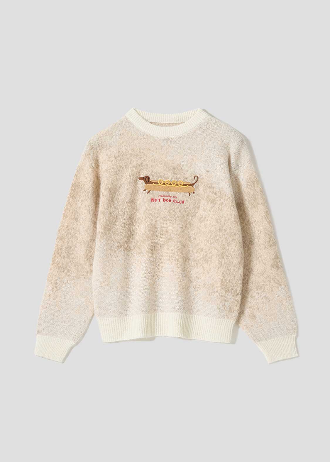 Nagasugiru Inu Meets Hot Dog | Gradient Crew Neck Knit