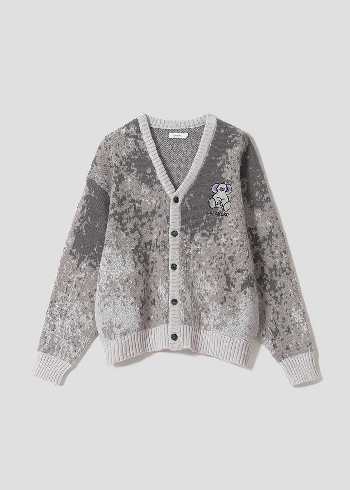 Lalakoko | Jacquard V-Neck Knit Cardigan