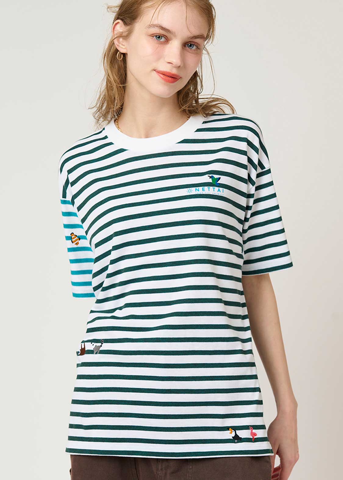 Double Face Stripe Tee (Tropical Animals) - Image 7