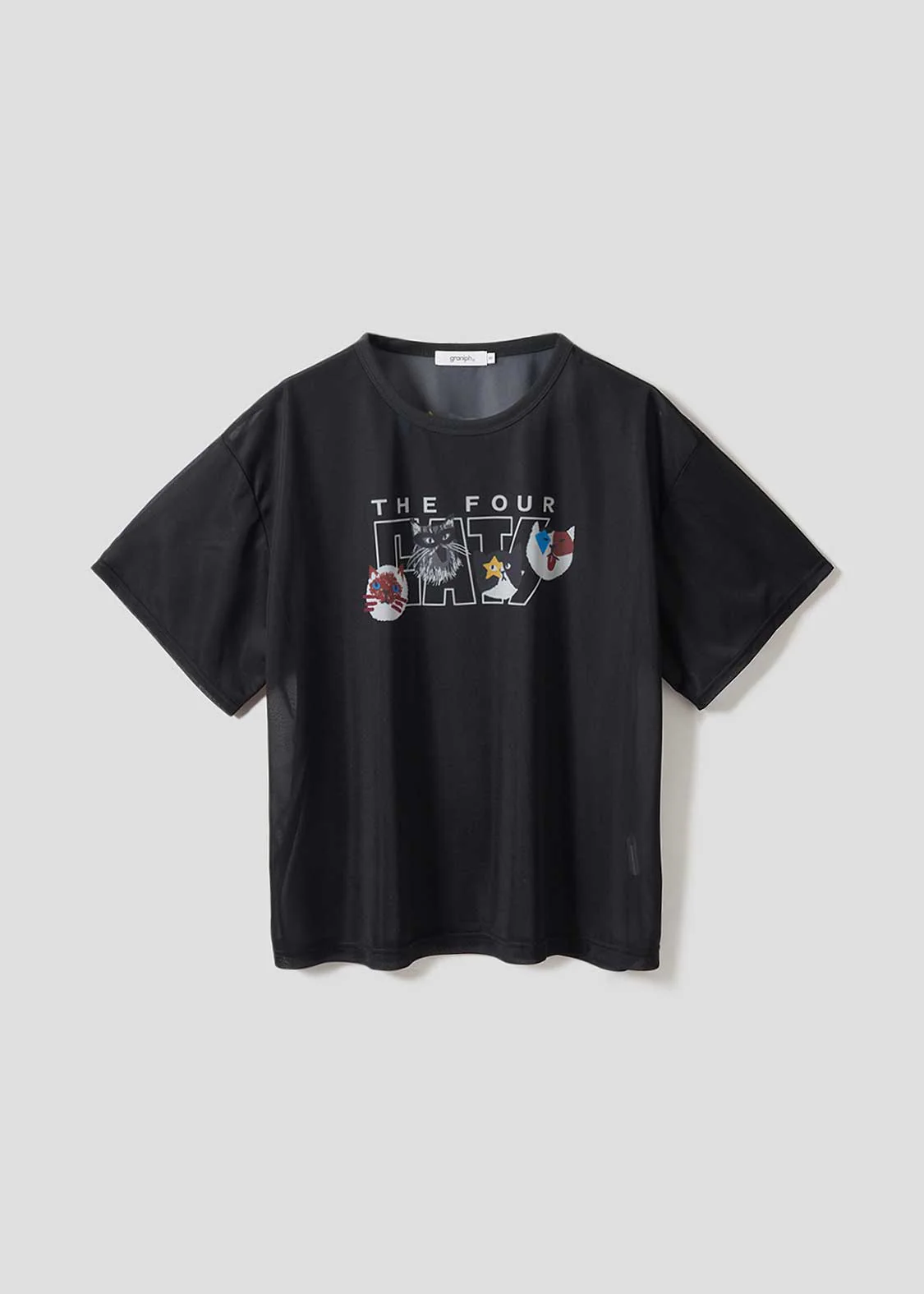 The Four Cats Face | Sheer Trim T-Shirt