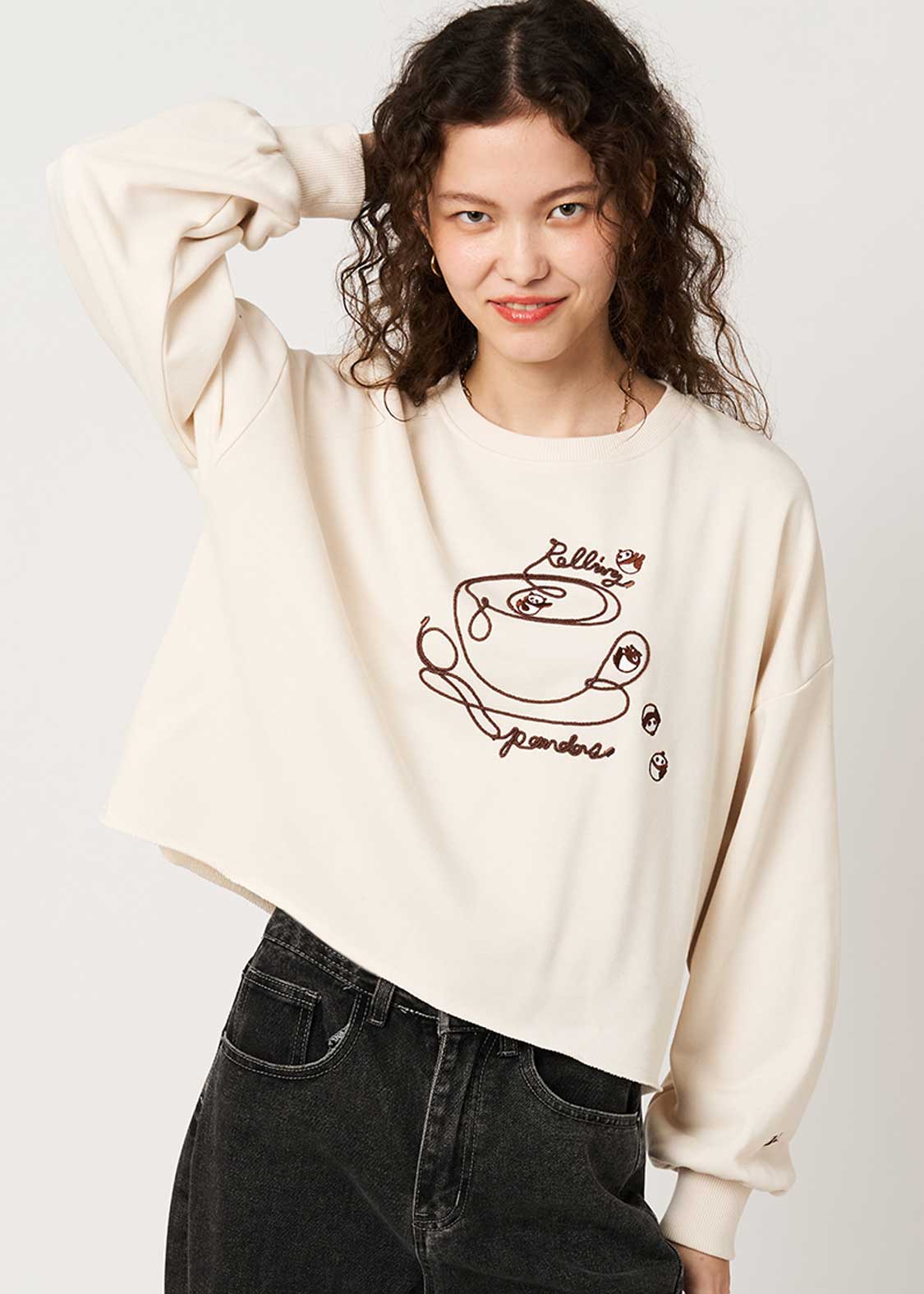 Rolling Pandas Tee | Cropped Fleece Sweatshirt - Image 6