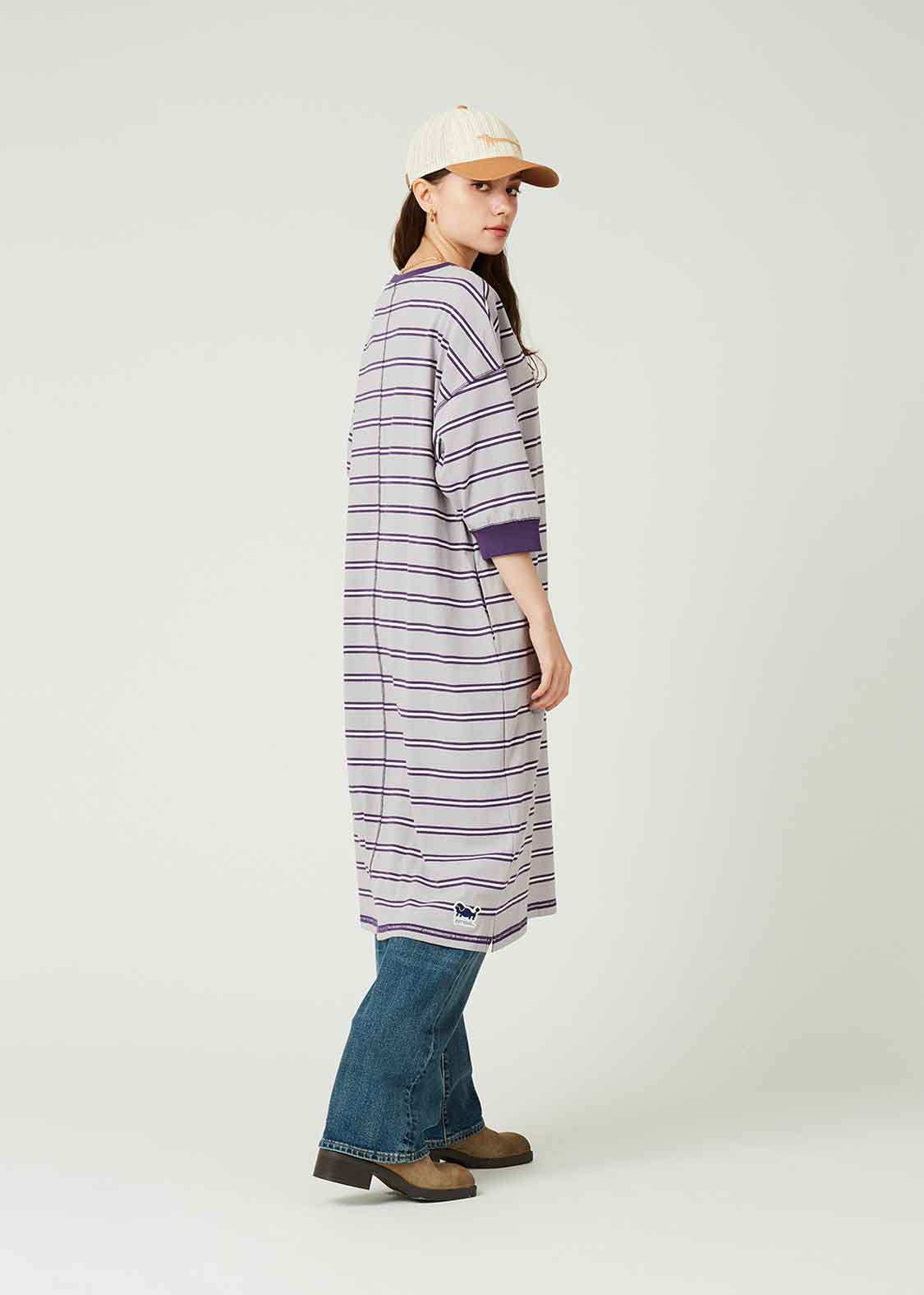 Border Short Sleeve One-Piece (Nagasugiru Trimming Poodle) - Image 2