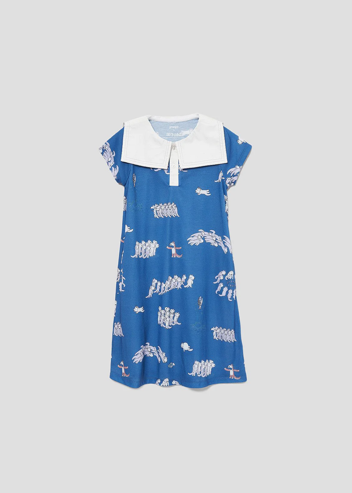 11 Piki no Neko Sailor Short Sleeve One-Piece (11 Piki no Neko_11 Piki no Neko Pattern)
