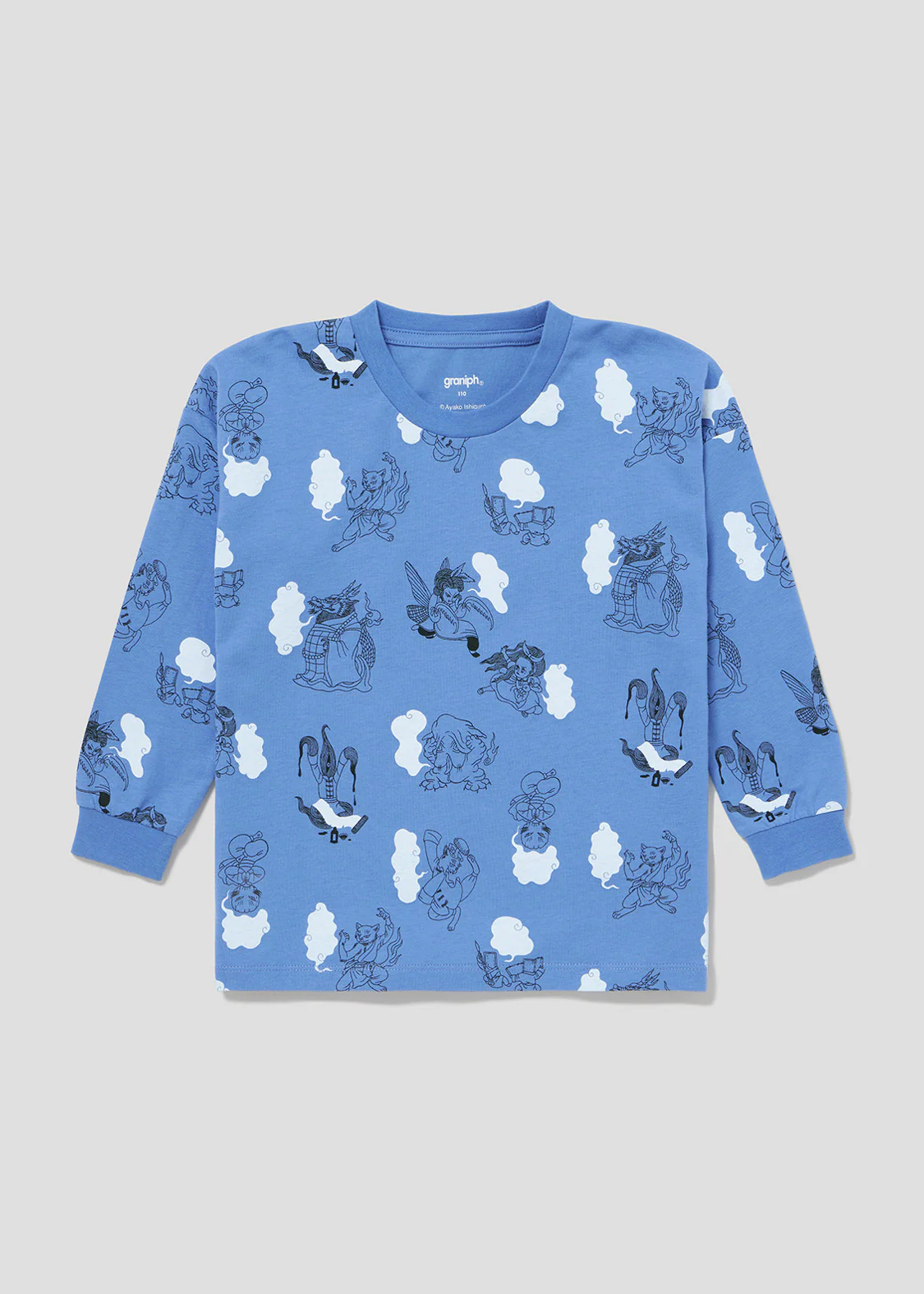 Ayako Ishiguro Drop Shoulder Long Sleeve Tee (Ayako Ishiguro_Contents Pattern) - Kids - Image 8