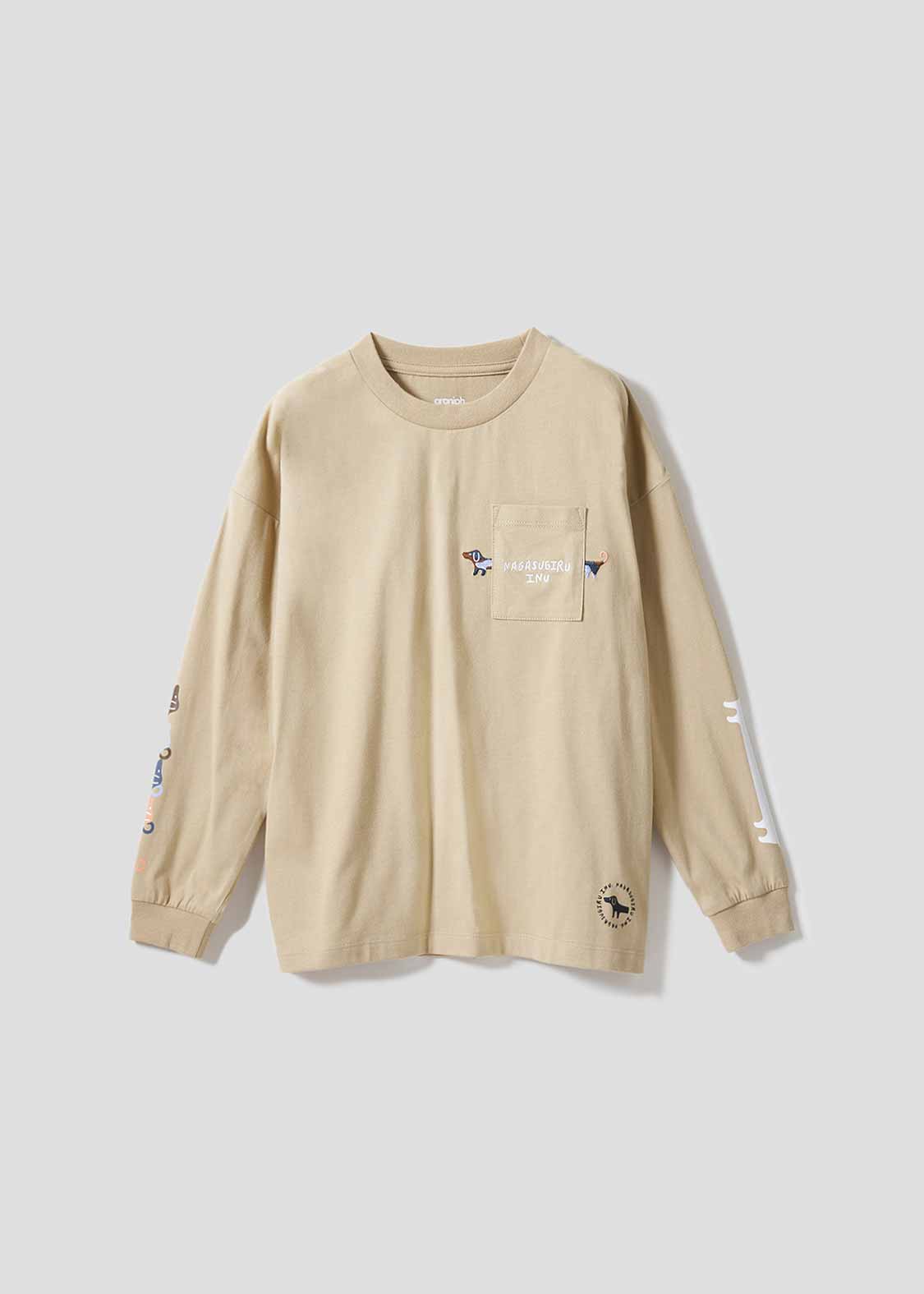 Rib Cuffs Big Long Sleeve Tee (Nagasugiru Inu) - Kids