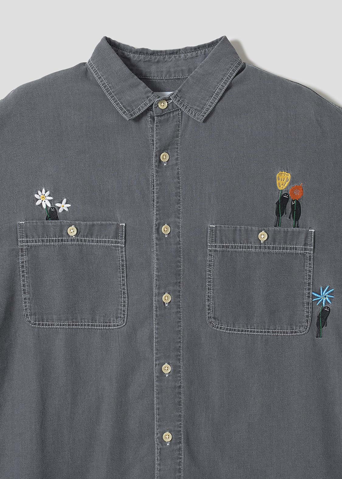 Beautiful Shadow Bloom | Denim Back Button Shirt - Image 3