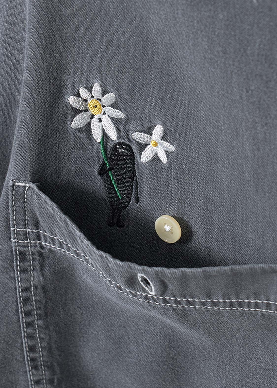 Beautiful Shadow Bloom | Denim Back Button Shirt - Image 4