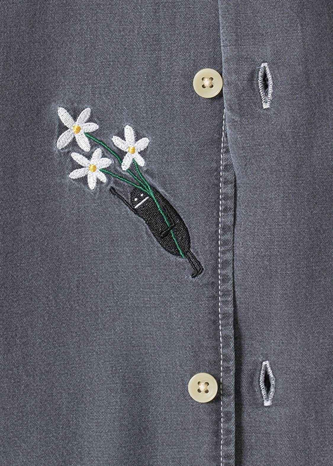 Beautiful Shadow Bloom | Denim Back Button Shirt - Image 5