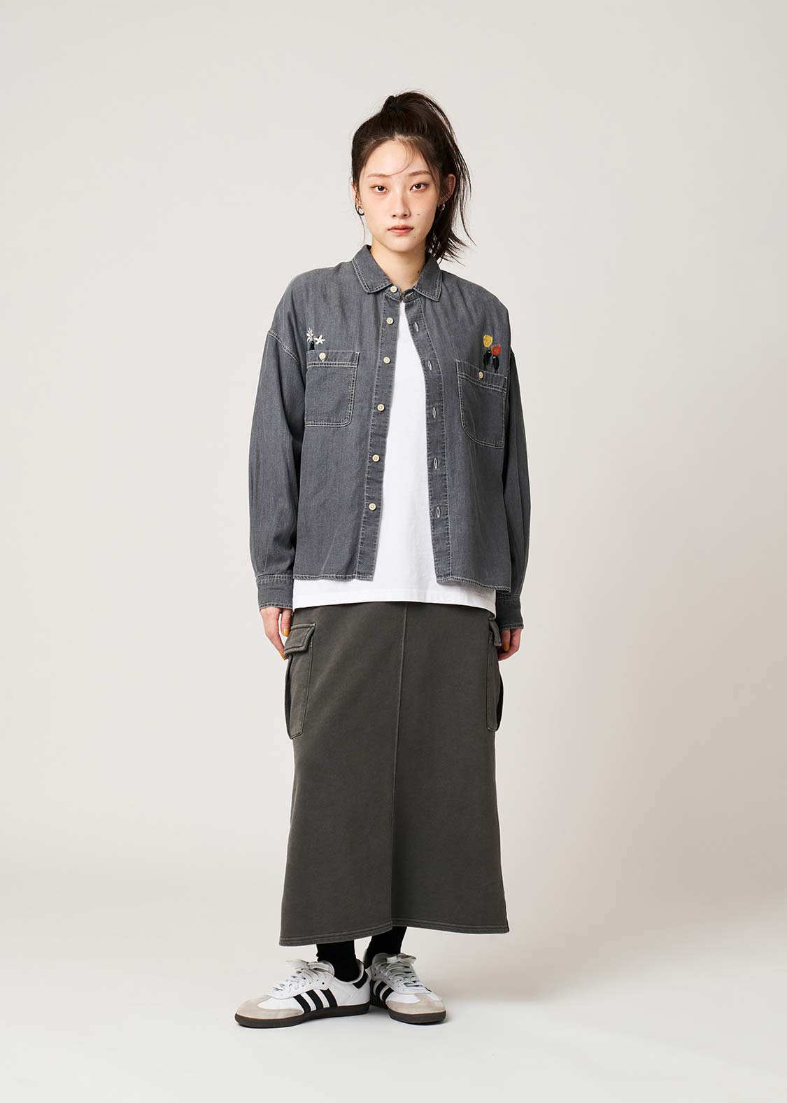 Beautiful Shadow Bloom | Denim Back Button Shirt - Image 8