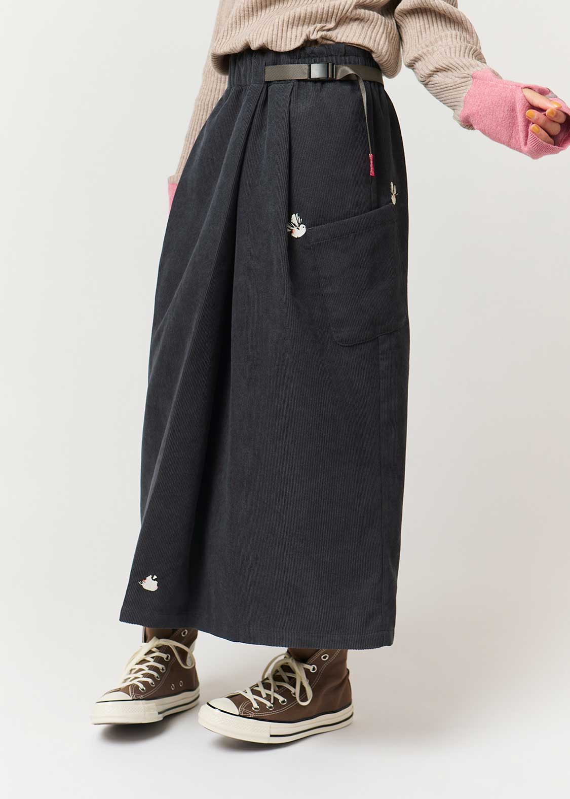 Long-Tailed Tit (Shimaenaga) | Corduroy Skirt - Image 9